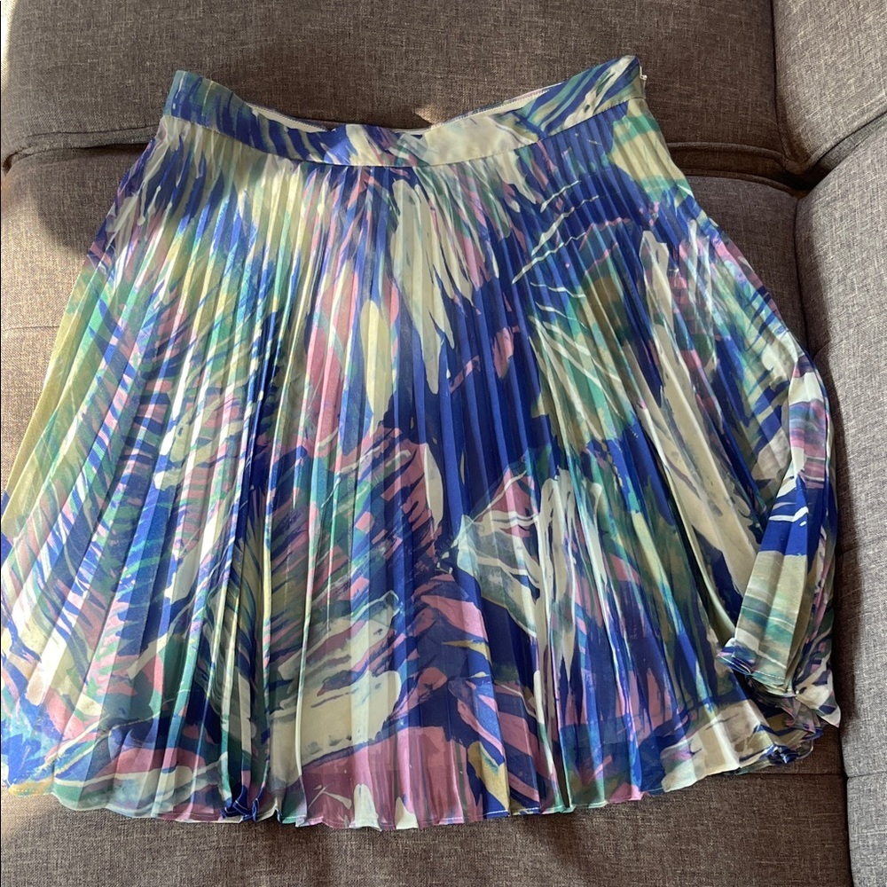 Reiss Multicolor Pleated A-Line Skirt size 6 "Nettle"